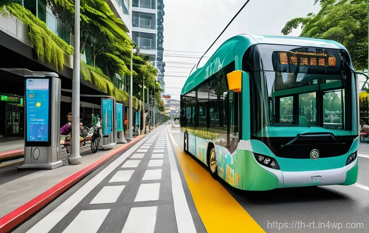 스마트시티 디자인과 공공 서비스 혁신 - **Prompt: "A vibrant, modern Thai city street scene showcasing seamless digital public services. A y...