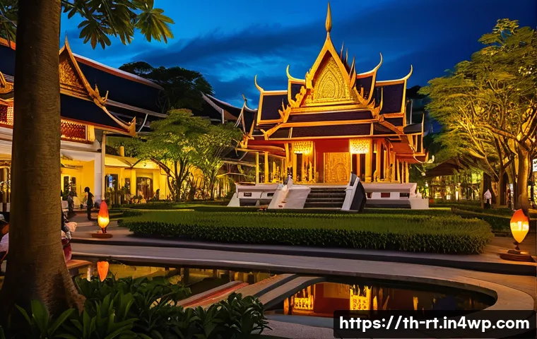 스마트시티 디자인의 문화적 요소 - A vibrant urban public park in a Thai smart city featuring traditional Thai architectural elements i...