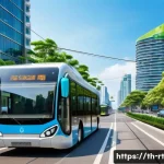 Home 21 스마트시티 디자인의 전반적인 접근법 - A futuristic Thai smart city street scene during daytime, showcasing seamless public transportation ...