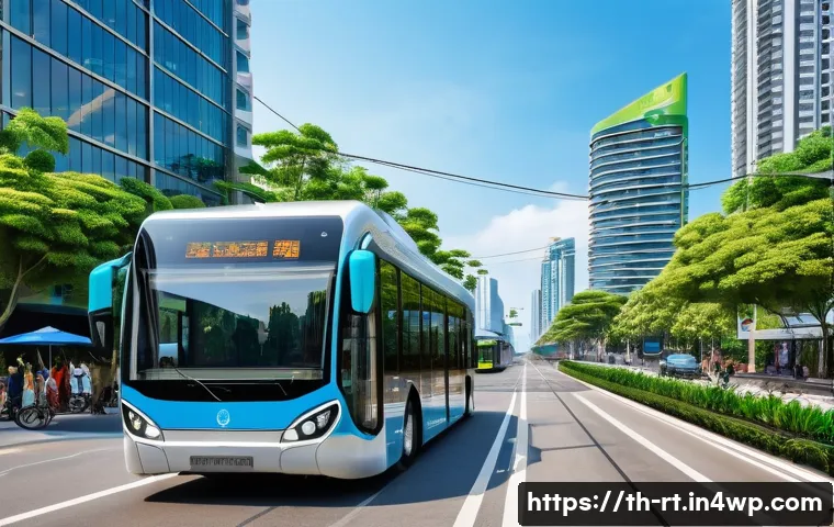 스마트시티 디자인의 전반적인 접근법 - A futuristic Thai smart city street scene during daytime, showcasing seamless public transportation ...